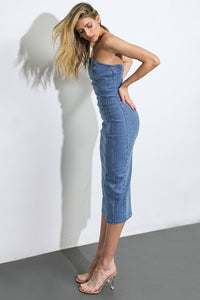 DIVINE DREAM DENIM MIDI DRESS
