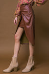 CHOOSE US LEATHER MIDI SKIRT