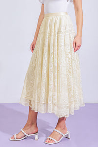 MEANINGFUL MOMENT WOVEN LACE MIDI SKIRT