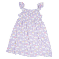 Lavender Rainbows and Clouds Smocked Vintage Dress