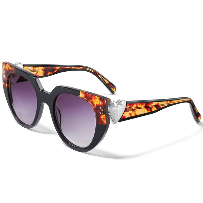 Brighton Spectrum Love tortoiseshell cat-eye sunglasses with silver heart accents