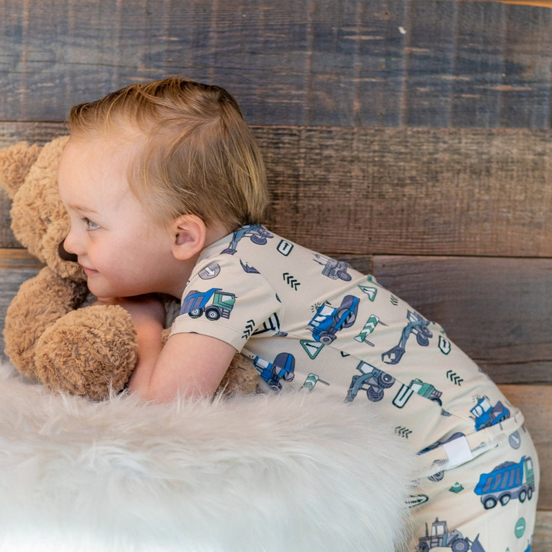 Trucks Diggers Construction  Summer Pajama Set