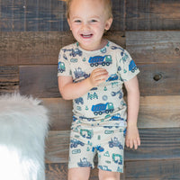 Trucks Diggers Construction  Summer Pajama Set
