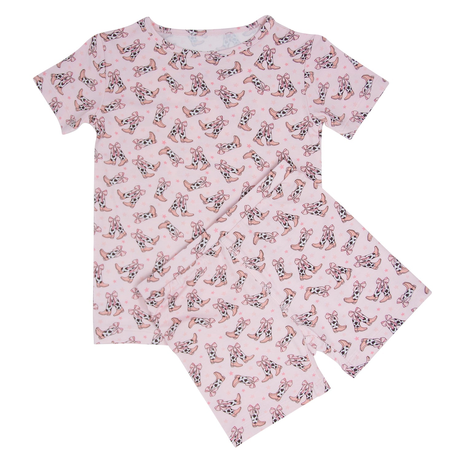 Cowhide Boots Bows Summer Pajama Set