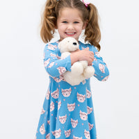 Pretty Pink Cat Swirly Girl Dress