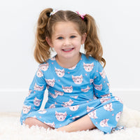 Pretty Pink Cat Swirly Girl Dress