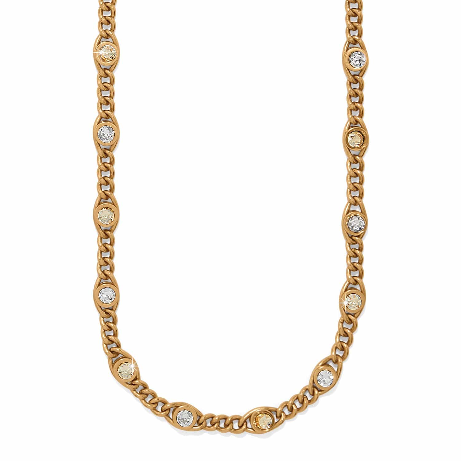 Trust Life Necklace gold-plated chain with crystal accents set in oval links