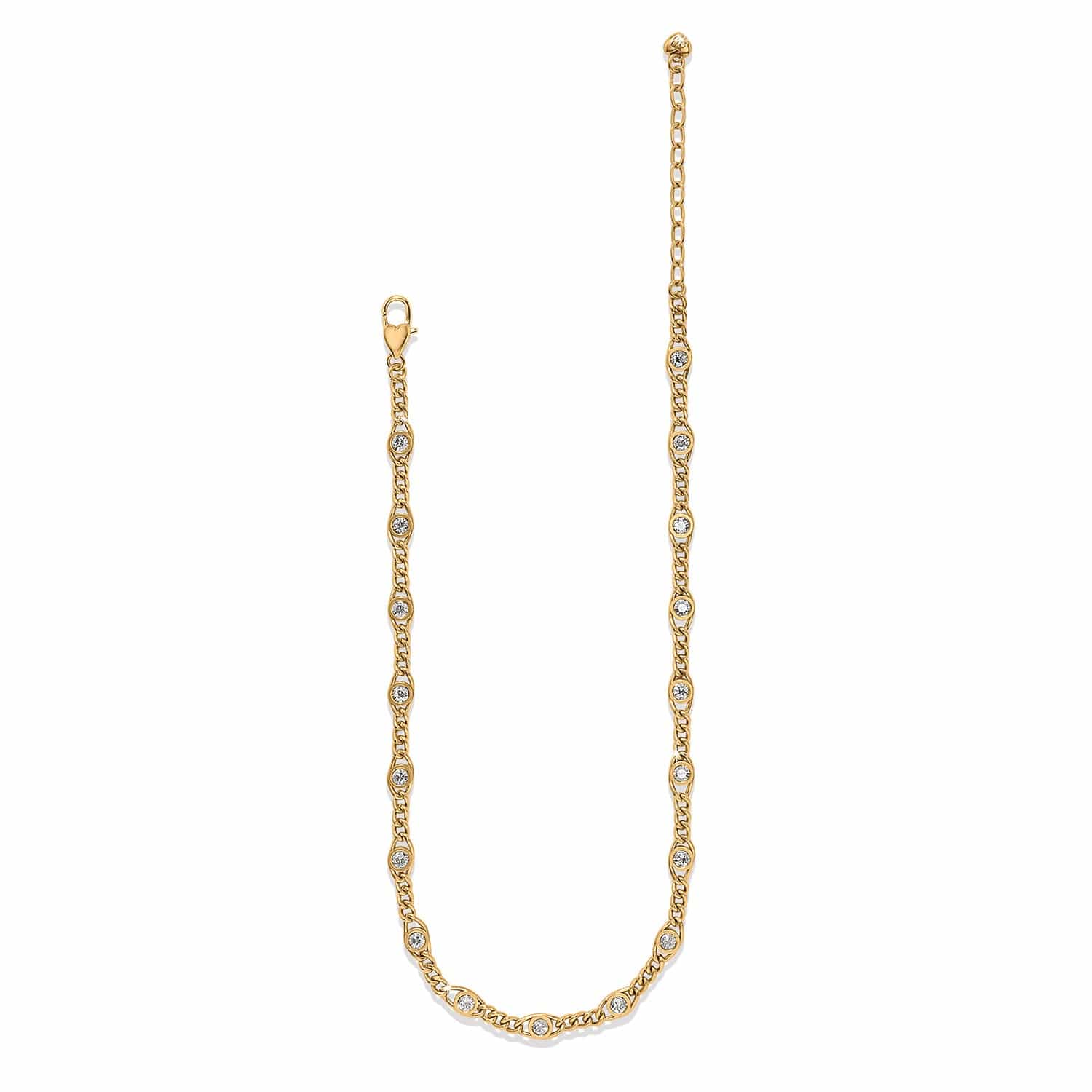 Trust Life Necklace gold-plated chain with bezel-set crystal stations and lobster clasp