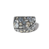 Trust Your Journey Ring silver-plated finish with clustered blue and clear crystals
