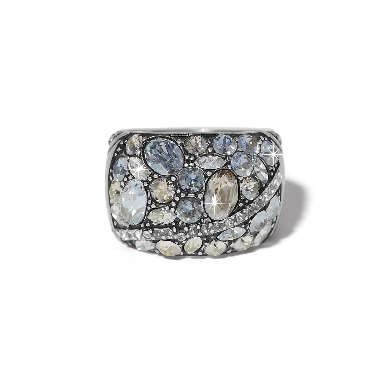 Trust Your Journey Ring silver-plated finish with clustered blue and clear crystals