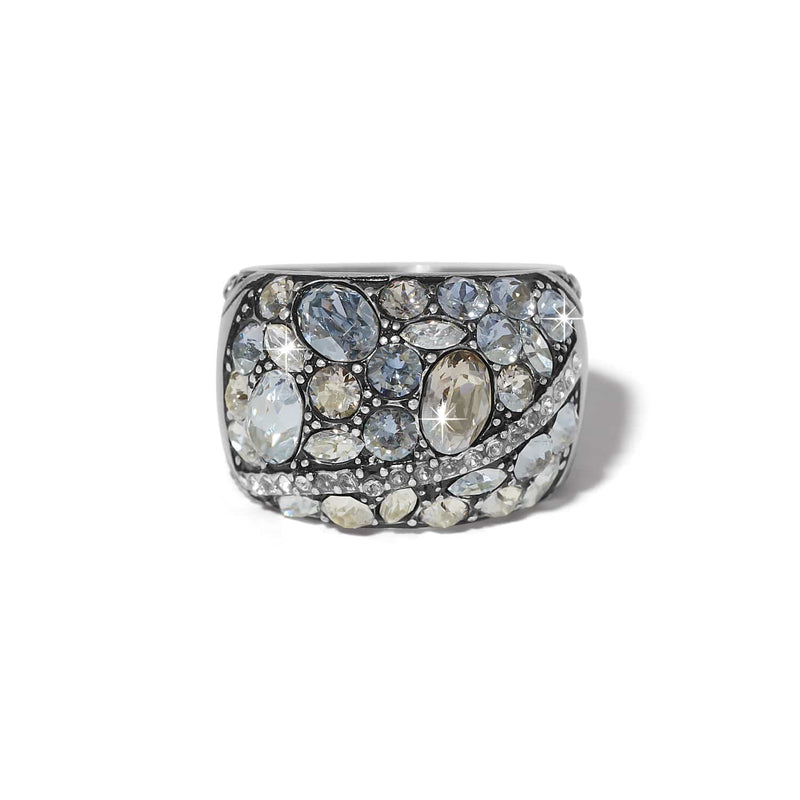 Trust Your Journey Ring silver-plated finish with clustered blue and clear crystals