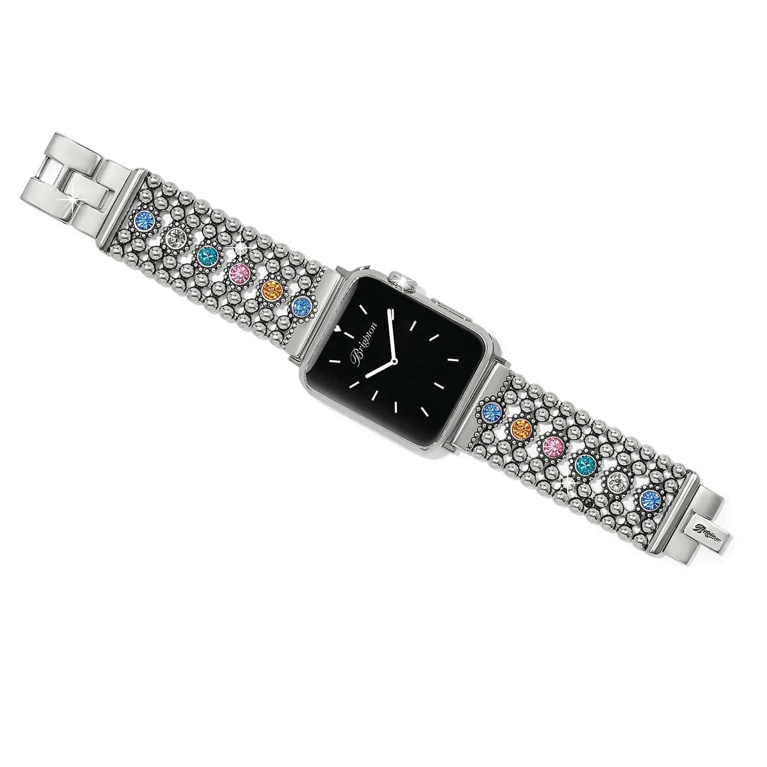 Twinkle Link Multi Watch Band silver-plated beaded design with multicolored crystals