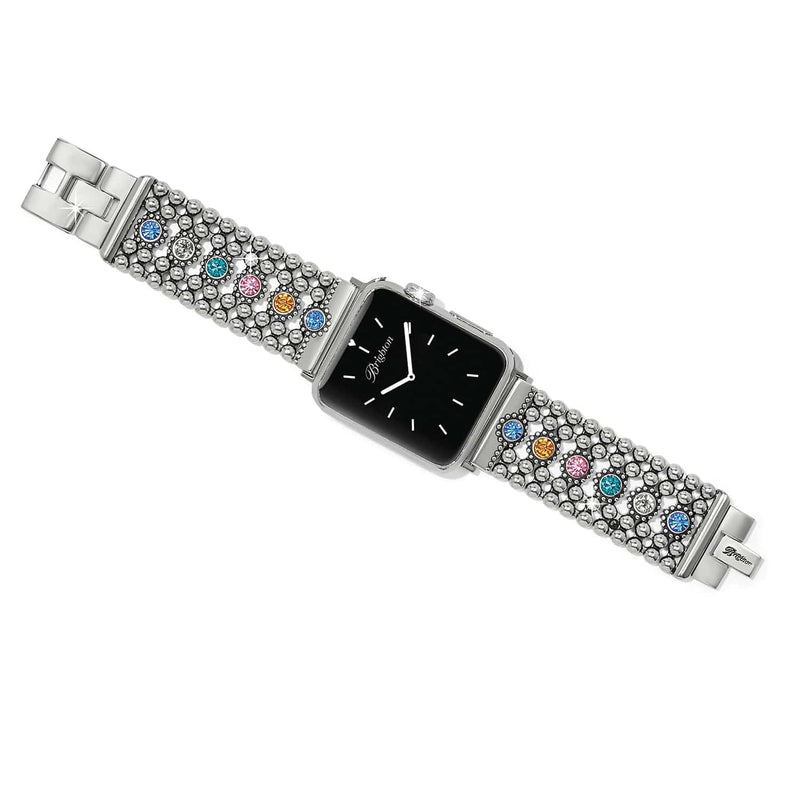Twinkle Link Multi Watch Band silver-plated beaded design with multicolored crystals