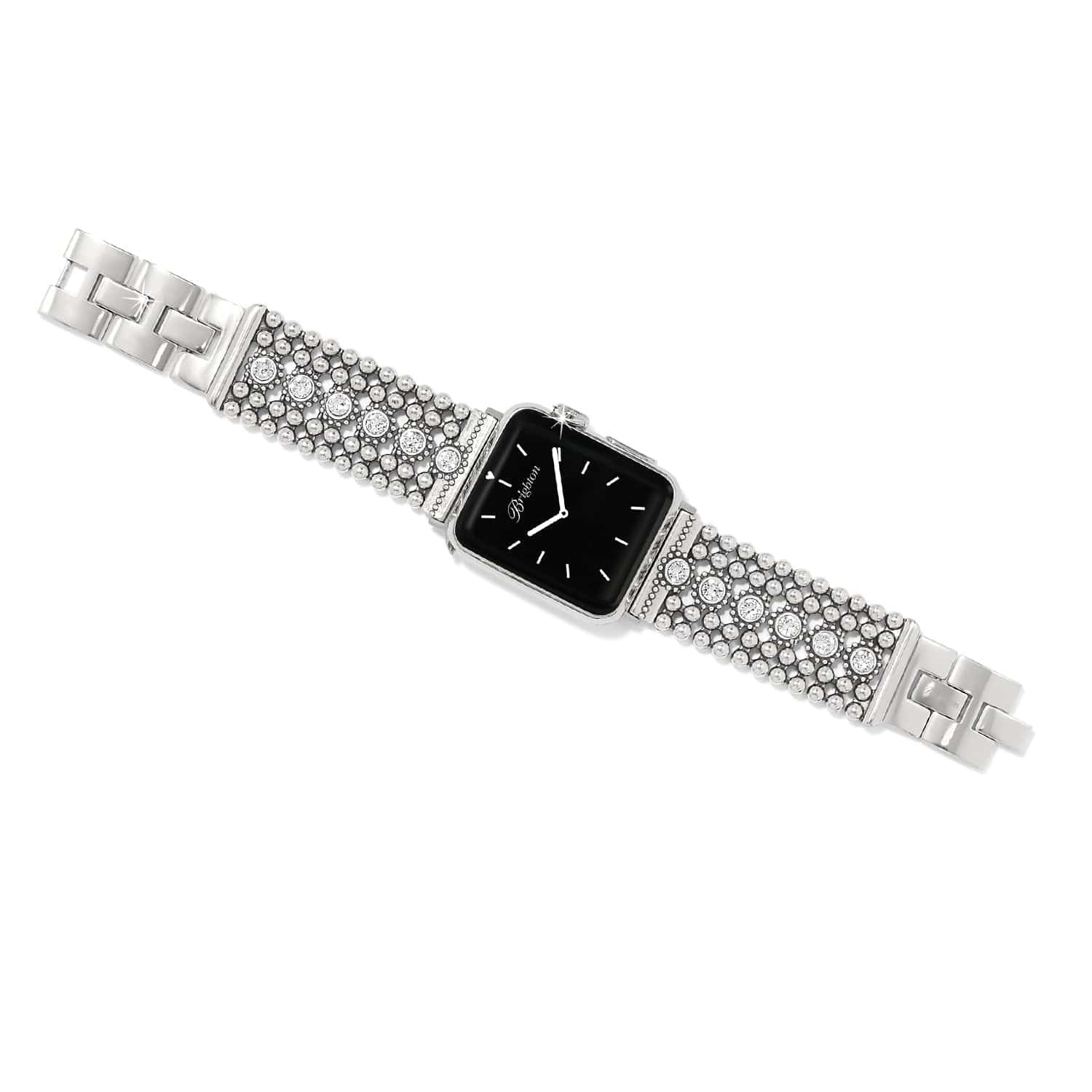 Twinkle Link Watch Band silver-plated beaded links with crystal accents