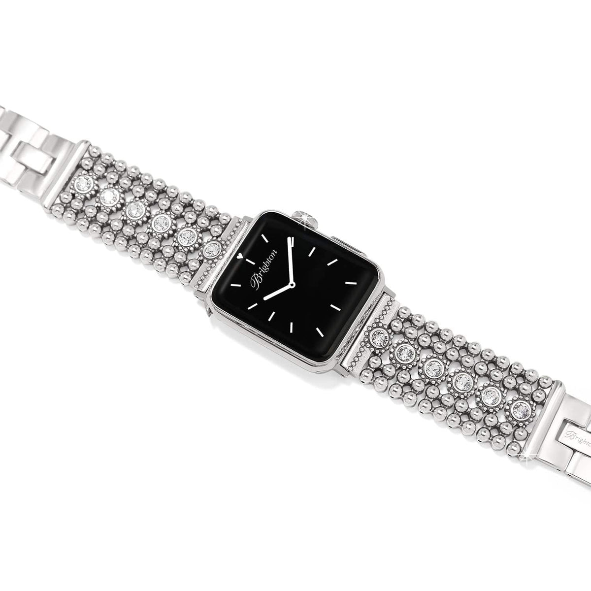 Twinkle Link Watch Band silver-plated beaded band with black square watch face