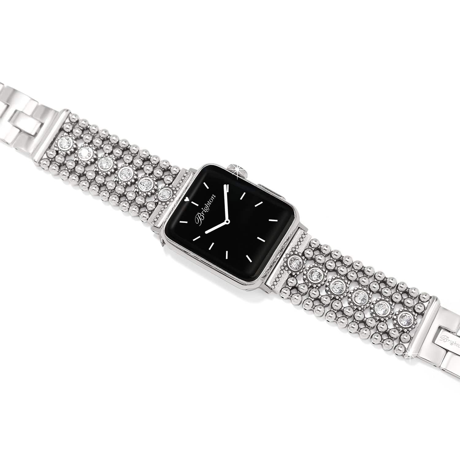 Twinkle Link Watch Band silver-plated beaded band with black square watch face