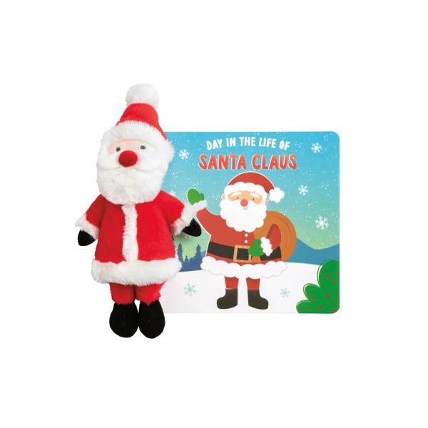 Mud Pie Plush Santa Book - red board book with rhyming Santa story and matching 8 inch plush Santa