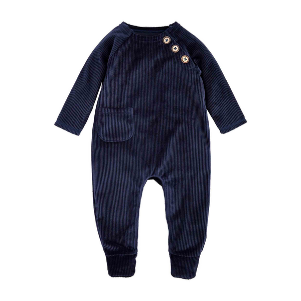 Navy Velour Baby Sleeper