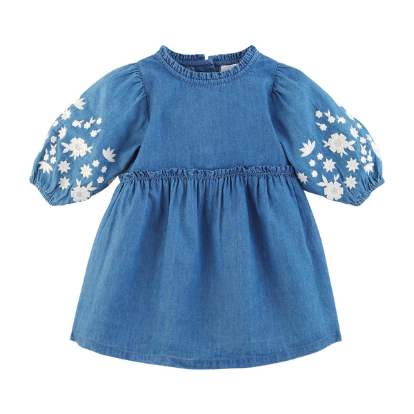 Embroidered Denim Toddler Dress