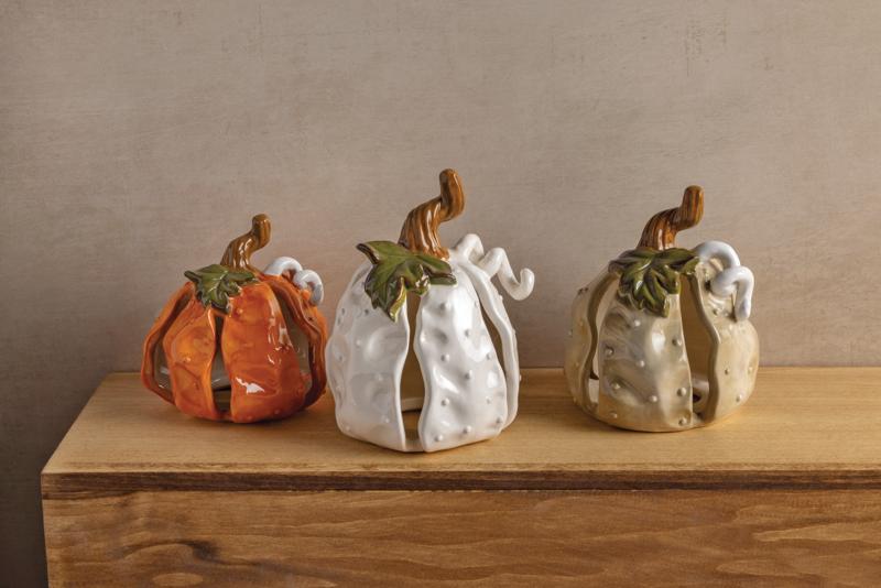 Stoneware Pumpkin Sitter Decor