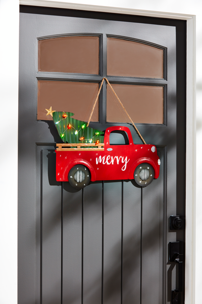 Light-Up Christmas Truck Door Hanger