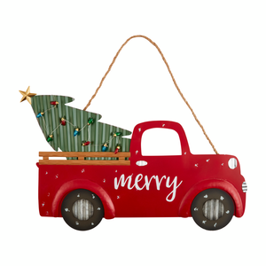 Light-Up Christmas Truck Door Hanger