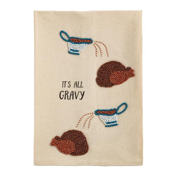 Beaded Thanksgiving Tea Towel