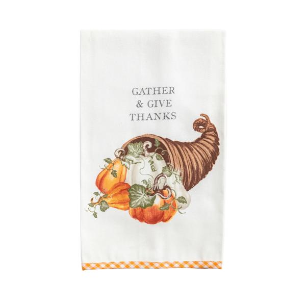 Mud Pie Gather And Give Gingham Hem Towel - beige 100% cotton hand towel with contrast woven gingham hem