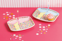 Blue Singing Birthday Candle Holder Plate