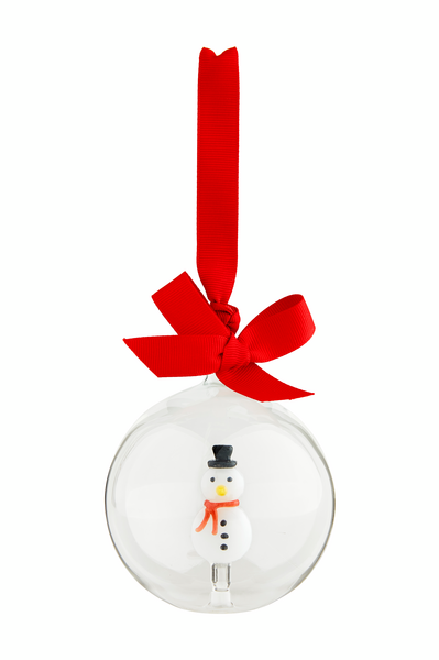 Snowman Handblown Glass Ornament