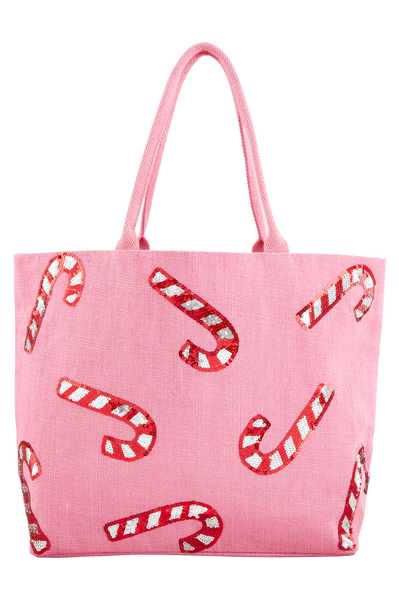 Candy Cane Holiday Sparkle Tote