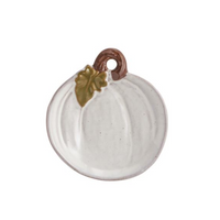 Pumpkin & Gourd Tidbit Plate – Hand-Painted Stoneware with Reactive Glaze