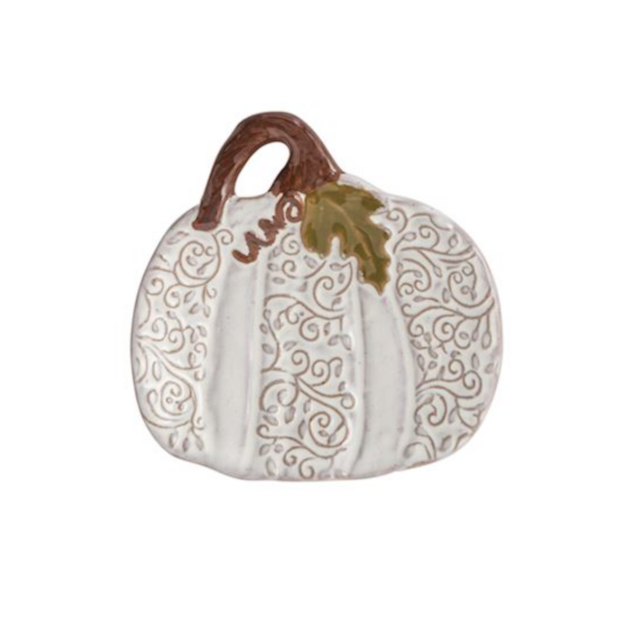 Pumpkin & Gourd Tidbit Plate – Hand-Painted Stoneware with Reactive Glaze