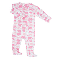Pink Elephant Zipper Footie