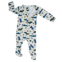 Green Blue Nasar Zipper Footie