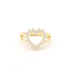 Hollow Heart Pave' 18K Adjustable Ring
