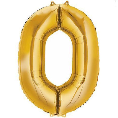 34" Jumbo Number 0 Gold  Foil Balloon