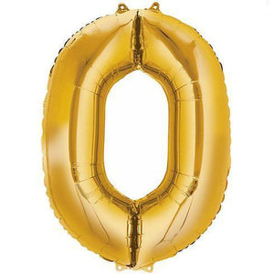 34" Number 0 Gold  Foil Balloon