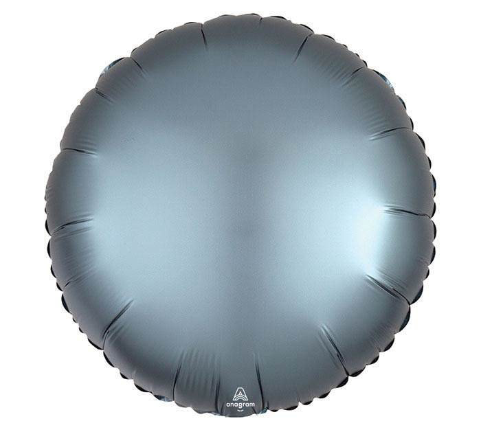 17" Round Steel Blue Satin Foil Balloon