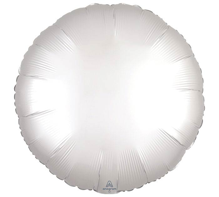17" Round White Satin Foil Balloon