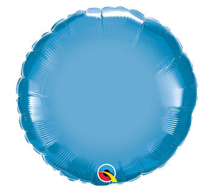 18" Round Solid Chrome Blue Foil Balloon