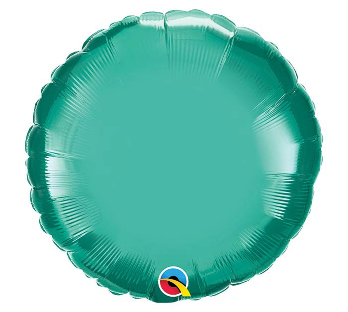 18" Round Solid Chrome Green Foil Balloon