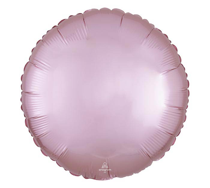 Globo redondo de aluminio satinado rosa pastel de 17"
