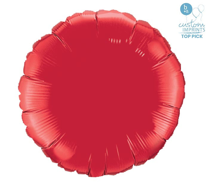 Globo redondo de aluminio rojo rubí sólido de 18"