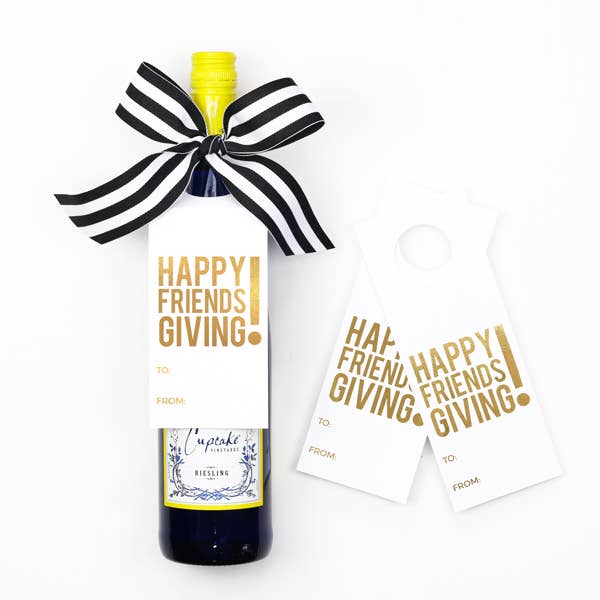 Etiquetas para vino de Friendsgiving: un kit de regalo para vinos y licores