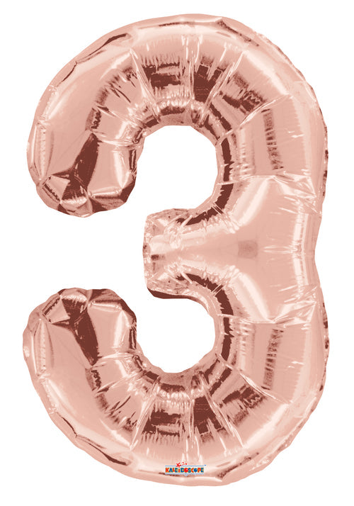 34" Jumbo Number 3 Rose Gold Foil Balloon