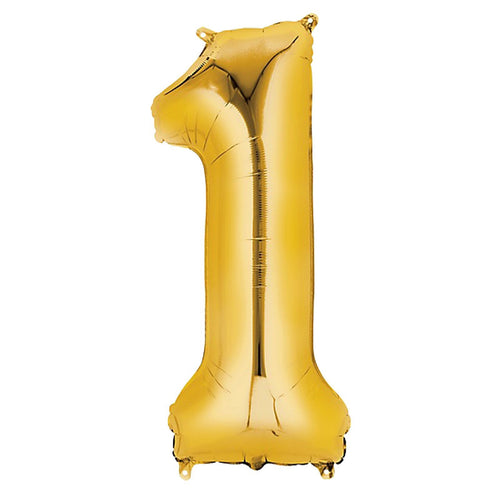 34" Number 1 Gold  Foil Balloon
