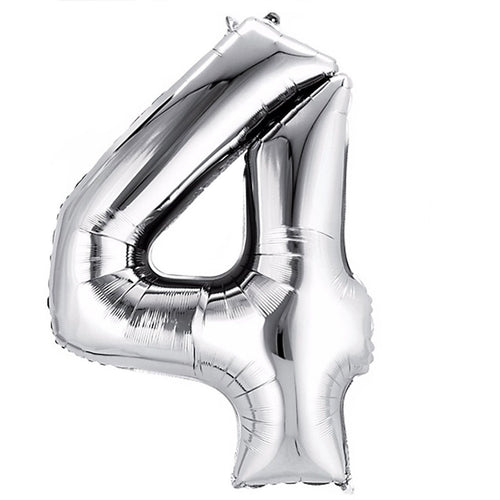 34" Jumbo Number 4 Silver Foil Balloon