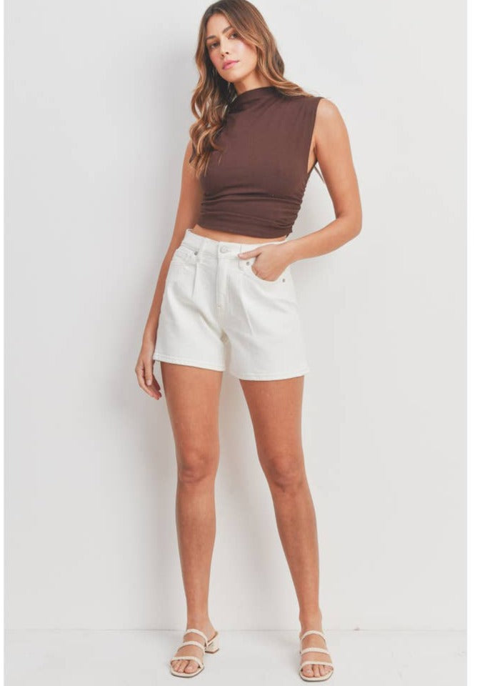 Denise Off White Pleated Shorts