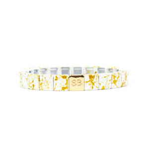 White & Gold splatter Tile Bracelet